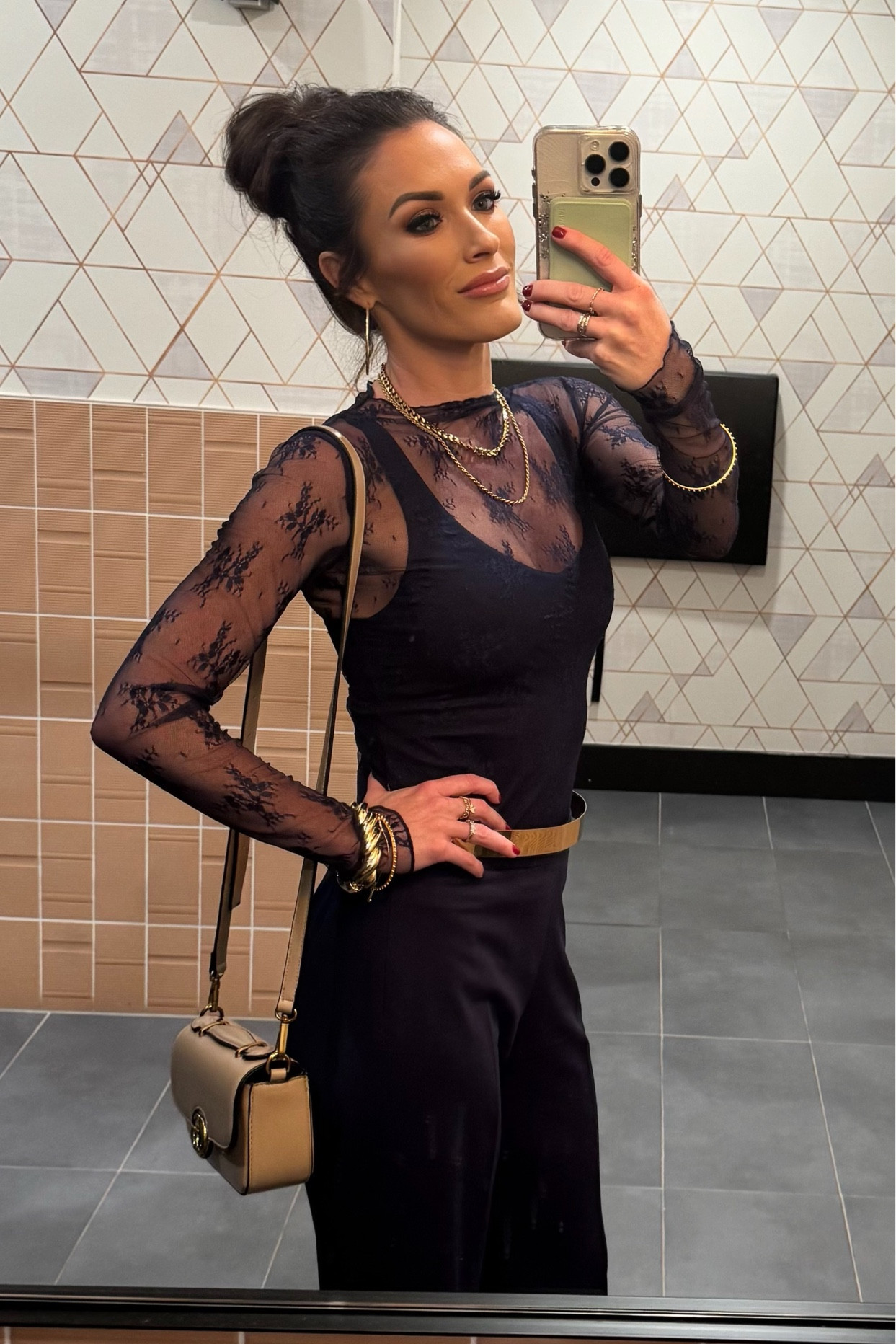 Chic, sleek, and ready to slay. 🖤 Navy vibes, high bun energy, and Gucci on my side. #MirrorMoments #OOTD #EffortlessElegance 

#LTKWorkwear #LTKHoliday #LTKStyleTip