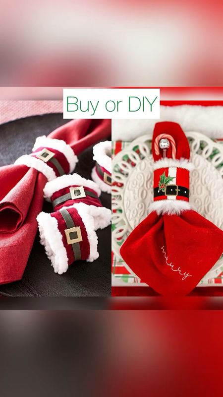 Buy or DIY: Santa Belt Napkin Rings 
These adorable Pottery Barn Napkin Rings are on Sale! Feeling more DIY? We had fun making these last year and they still look great! 
Here’s what you need:
1. Napkin Ring Base 
2. 3 Inch White Fur Trim
3. 2-2.5 Inch Santa Belt Ribbon
4. Hot Glue Gun

#LTKSeasonal #LTKHoliday #LTKsalealert