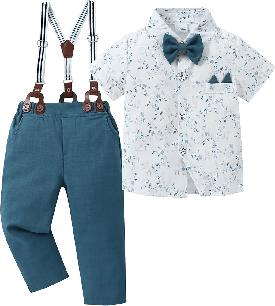 YALLET Toddler Baby Boy Clothes Suit Gentleman Wedding Outfits, Formal Dress Shirt+Bowtie+Vest+Bo... | Amazon (US)