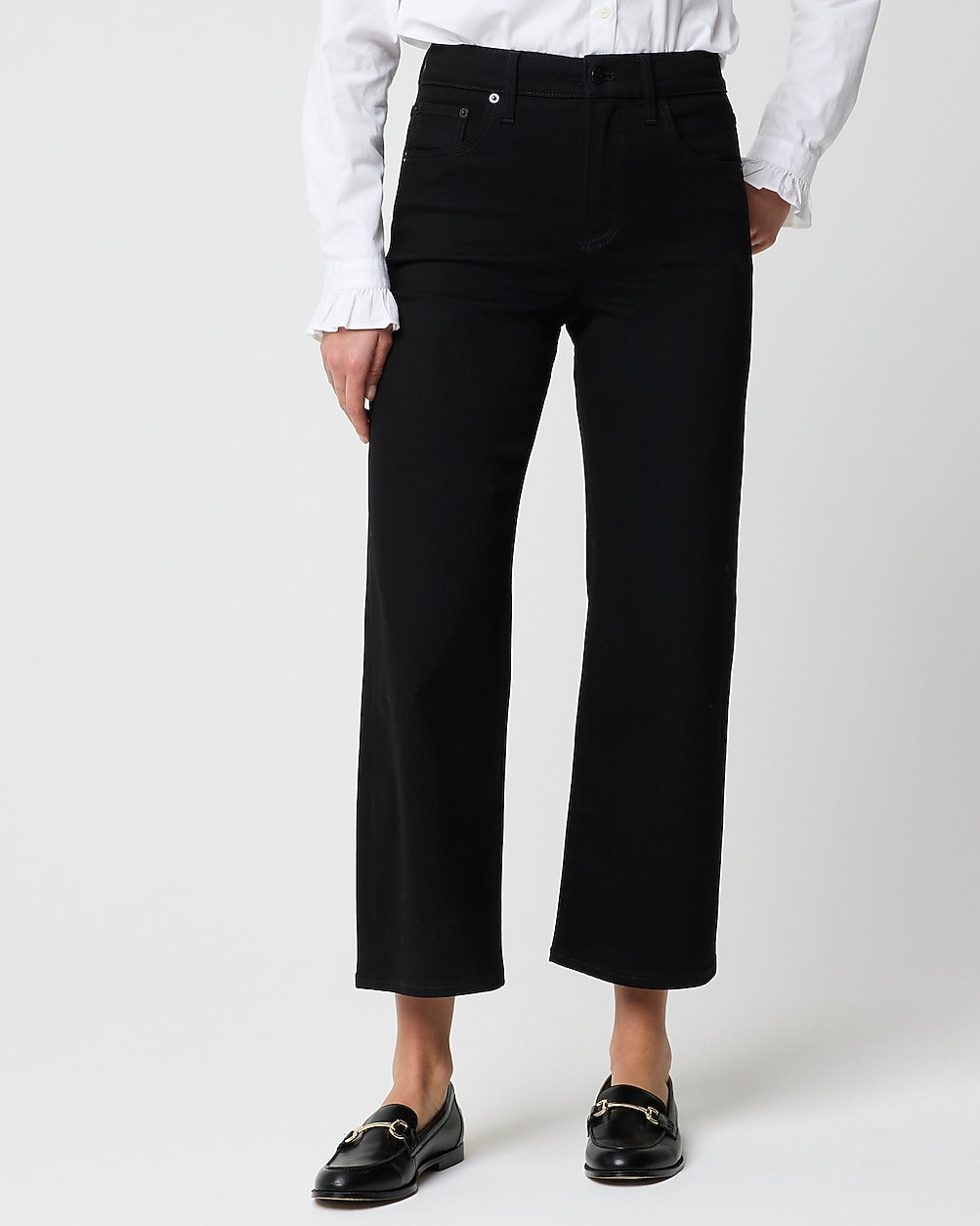 Black wide-leg cropped jean in all-day stretch | J.Crew Factory