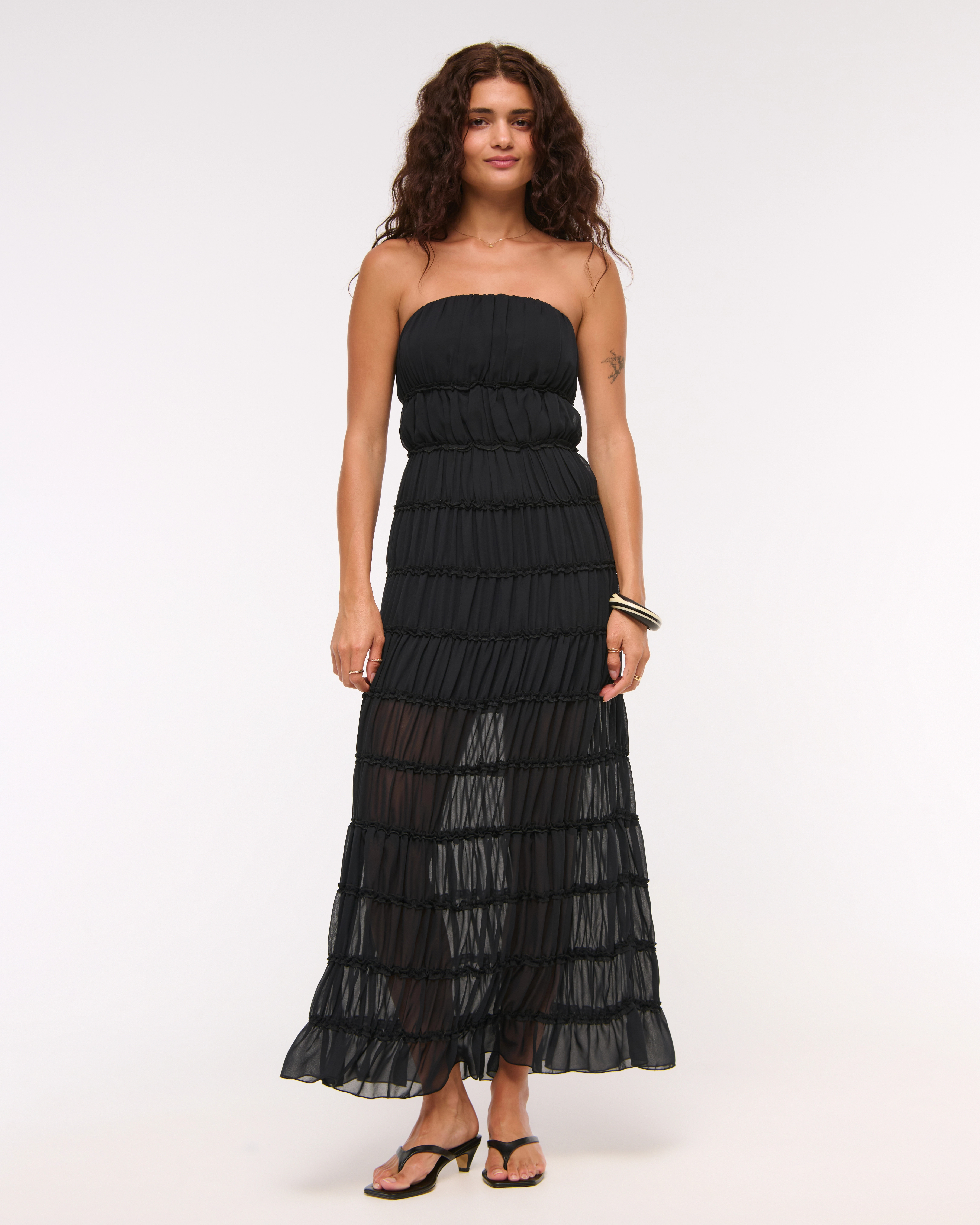 Strapless Ruffle Maxi Dress | Abercrombie & Fitch (US)