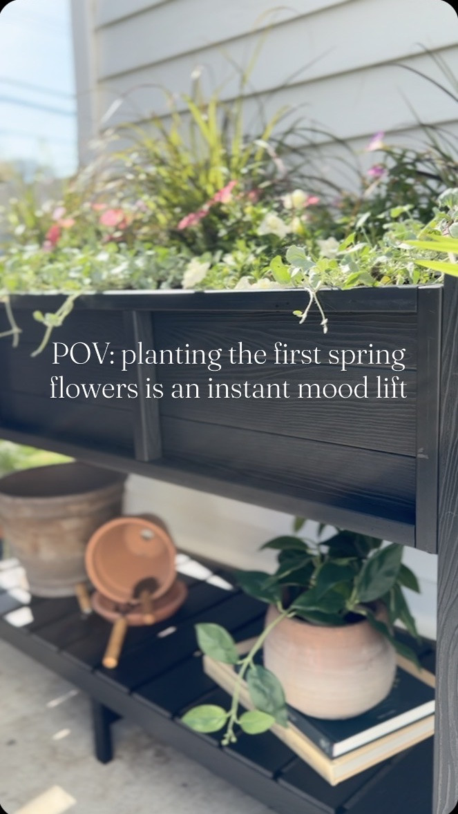 Outdoor planter styling for spring 🌿 Black elevated planter box styled with ornamental grass, trailing greenery, and soft neutral flowers for a cozy patio refresh. Perfect for outdoor styling, patio decor, spring flowers, porch inspiration, and creating an elevated outdoor living space.

spring planter ideas | elevated planter box | patio decor | outdoor styling | spring flowers | porch decor | cozy outdoor space | garden styling | neutral outdoor decor | outdoor living inspiration

#LTKHome #LTKSeasonal #LTKSaleAlert