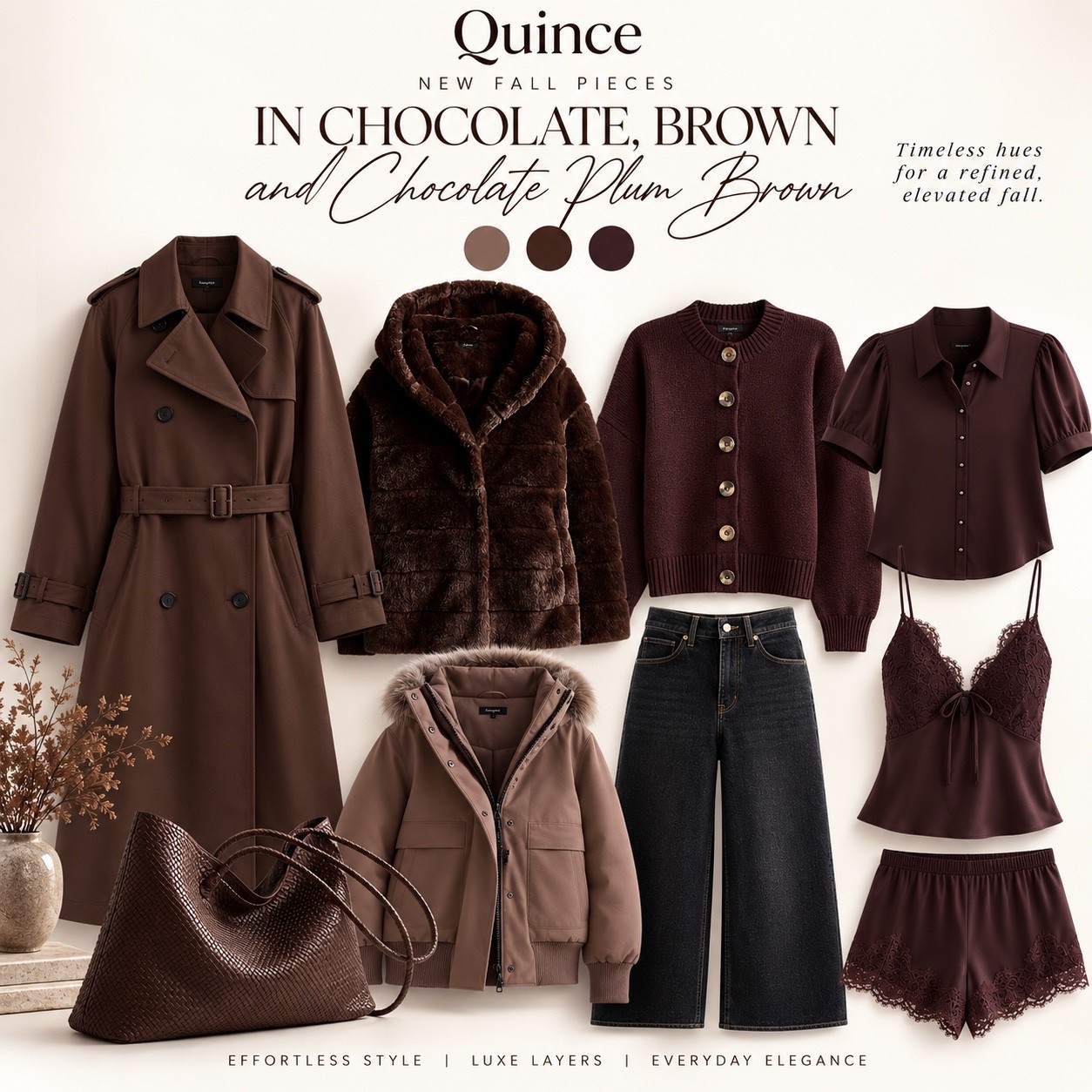 Quince understands fall colors. 🤎🍂 Rich chocolate brown and chocolate plum pieces that feel made for the season. From cozy layers to feminine details, these new fall finds are too good to miss. 

#Quince #QuinceFashion #FallFashion #FallStyle #ChocolateBrown #FallOutfits #FallWardrobe #AutumnStyle

#LTKootd #LTKSeasonal #LTKOver40