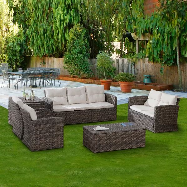 Fordville 6 Piece Rattan Sofa Seating Group with Cushions | Wayfair North America