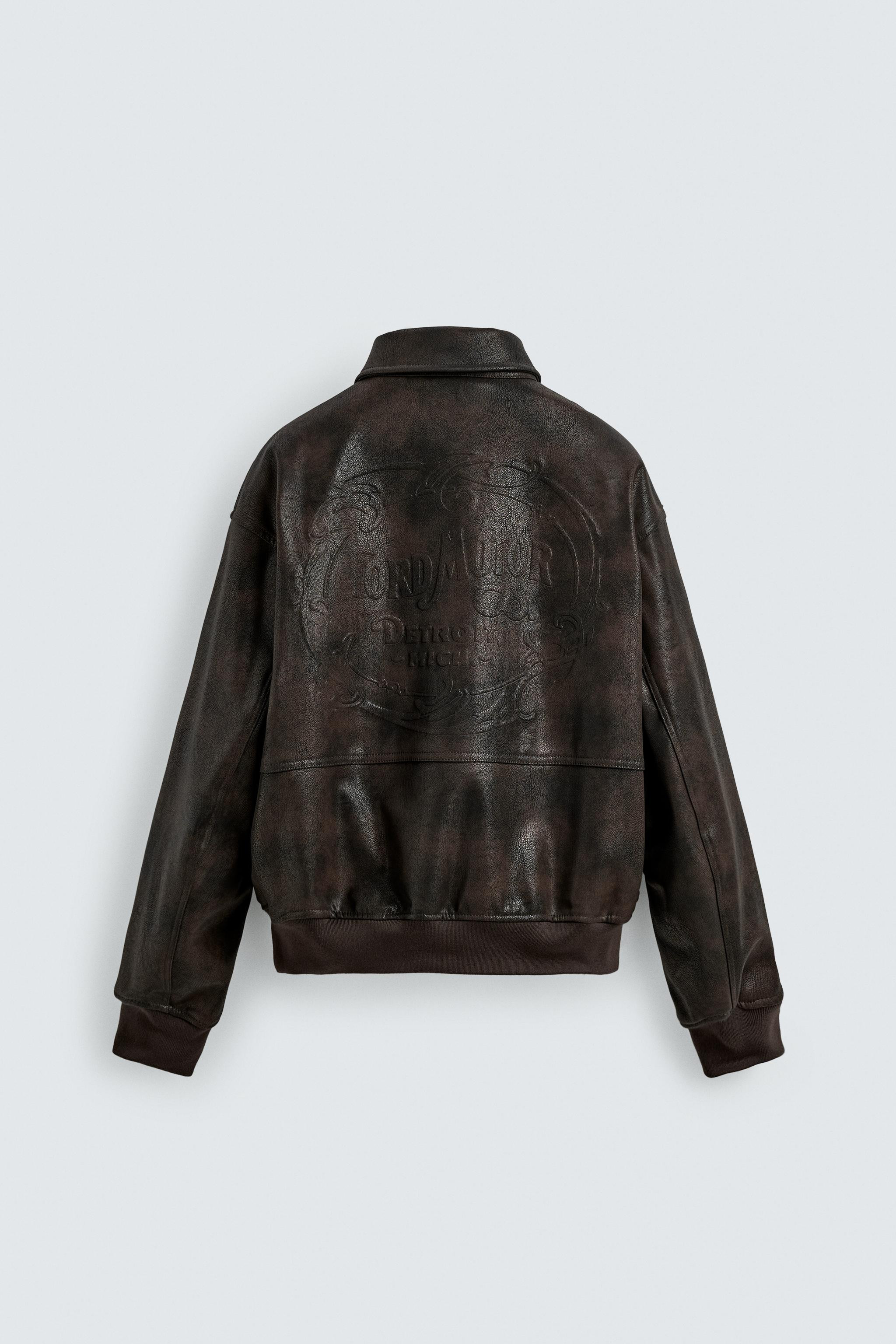 EMBOSSED FAUX LEATHER BOMBER JACKET FORD © | Zara UK