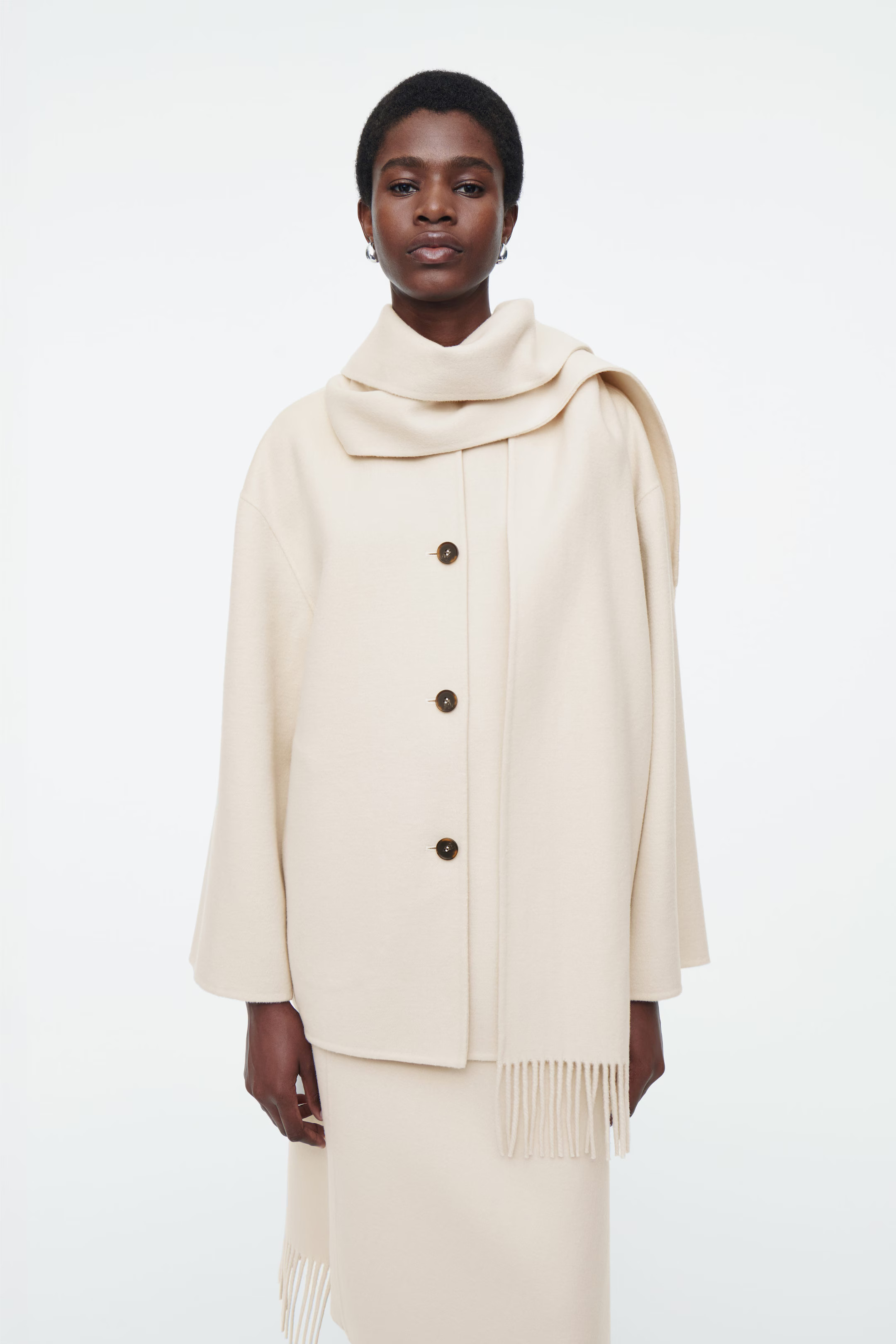 OVERSIZED WOOL-BLEND SCARF JACKET - WHITE | COS (EU)
