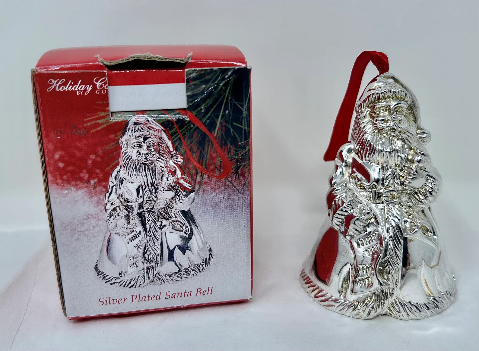 Vintage Godinger Silver Plated Santa Bell Ornament Holiday Collection Christmas Decor With Origin... | Etsy (US)