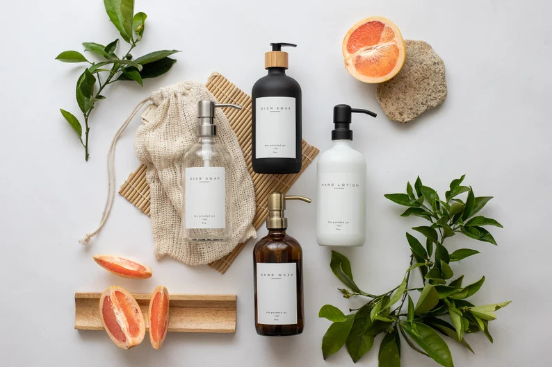 Glass Bottle | Amber or Clear Bottle Soap Dispenser | Hand Wash/dish Soap/hand Lotion | Signature... | Etsy (US)