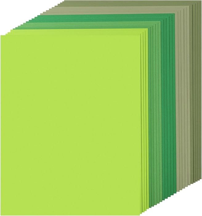 25 Sheets 5 Green Colors Cardstock Paper 8.5" X 11" Doubled-sided Card Stock 92lb/250gsm Heavy We... | Amazon (US)