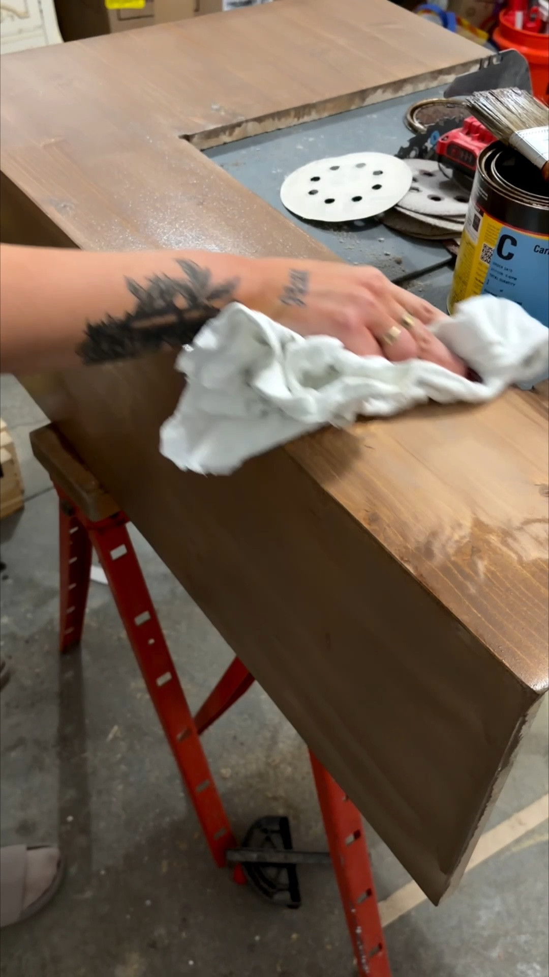 My new favorite stain combo that will match EVERYTHING 👩🏻‍🎨🫟 #minwax
1. Pre stain!!!
2. Simply white, wipe immediately
3. Early American, wipe immediately 
4. Second coat early American, wipe immediately 
5. Seal with polyurethane (my preference)

I’ve linked Lowe’s & Amazon - Lowe’s is same day, Amazon is cheaper 🫶🏻

#LTKdayinmylife #LTKHome #LTKvlog