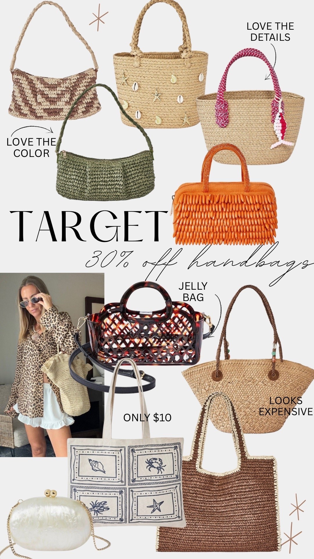 @target #ad #sponsored
Target handbags on sale for summer
Up to 30% off

#LTKootd #LTKSaleAlert #LTKSeasonal