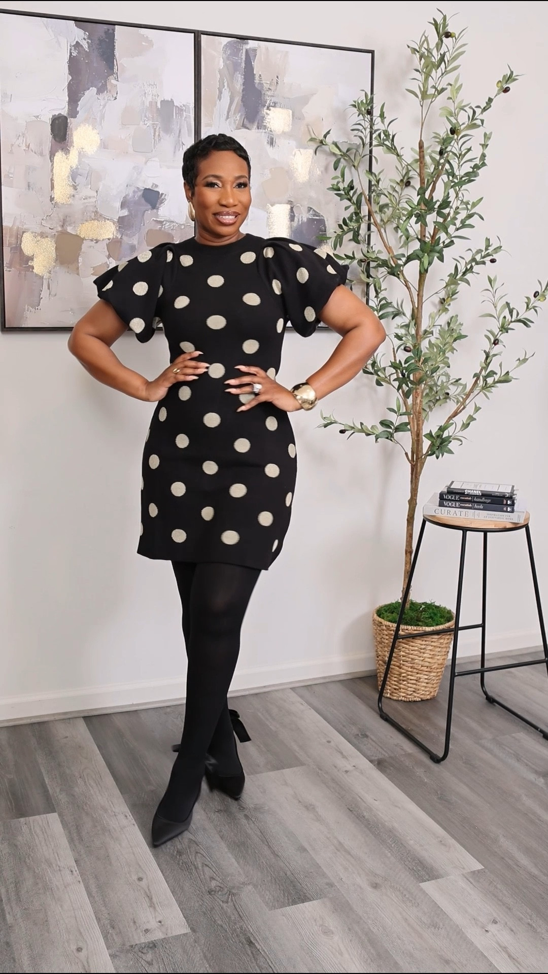 Holiday outfit idea… This little polka dots sweater dress is perfect for the holidays. 
Size medium dress
Shoes fit true to size
#LTKStyleTip 

#LTKHoliday #LTKFindsUnder50