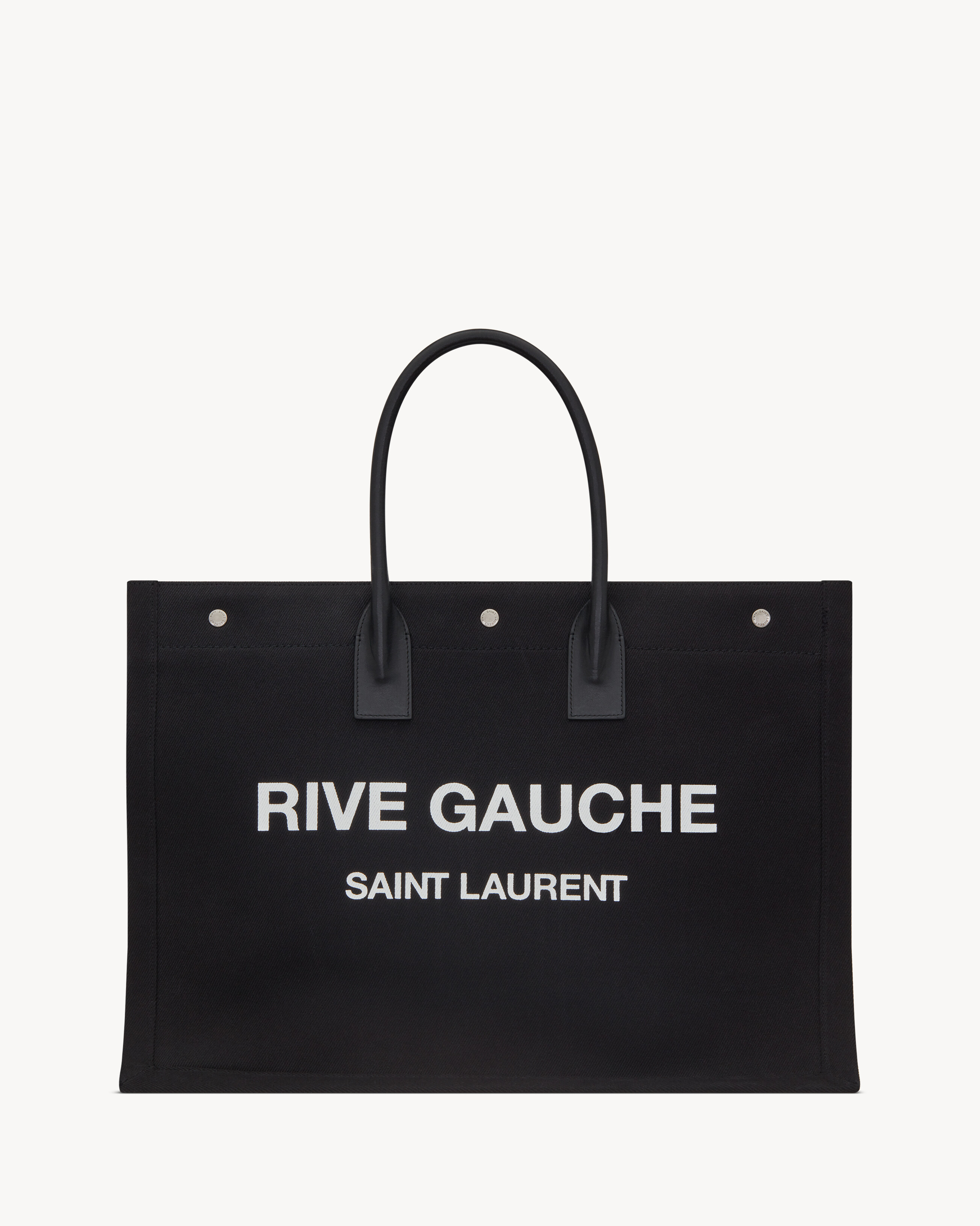 Rive Gauche Tote Bag In Linen And Leather Black One Size | Saint Laurent Inc. (Global)