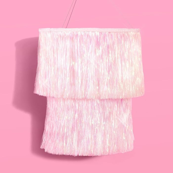 xo, Fetti White Iridescent Fringe Tinsel Chandelier, 16" | Bachelorette Party Decorations, Birthd... | Amazon (US)