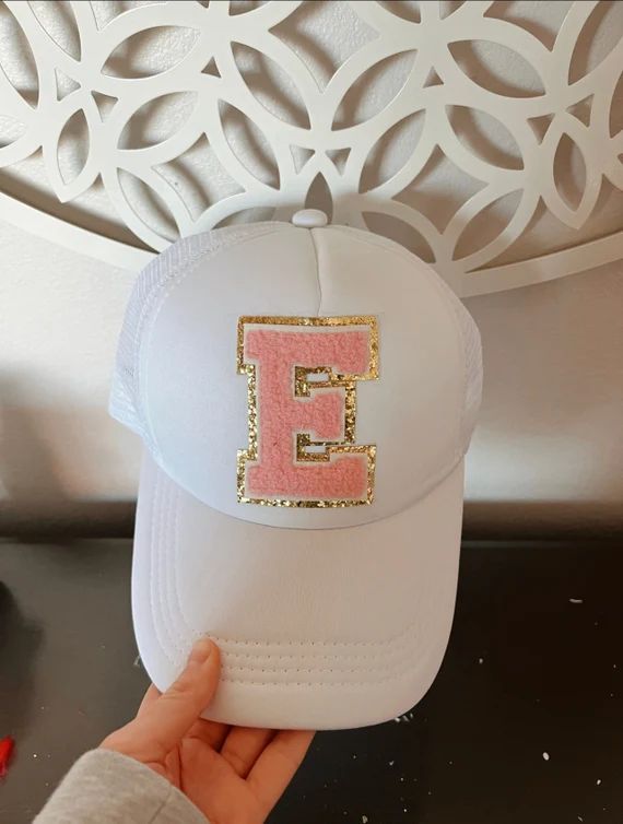 Pink Preppy Initial Trucker Hat | Etsy | Etsy (US)