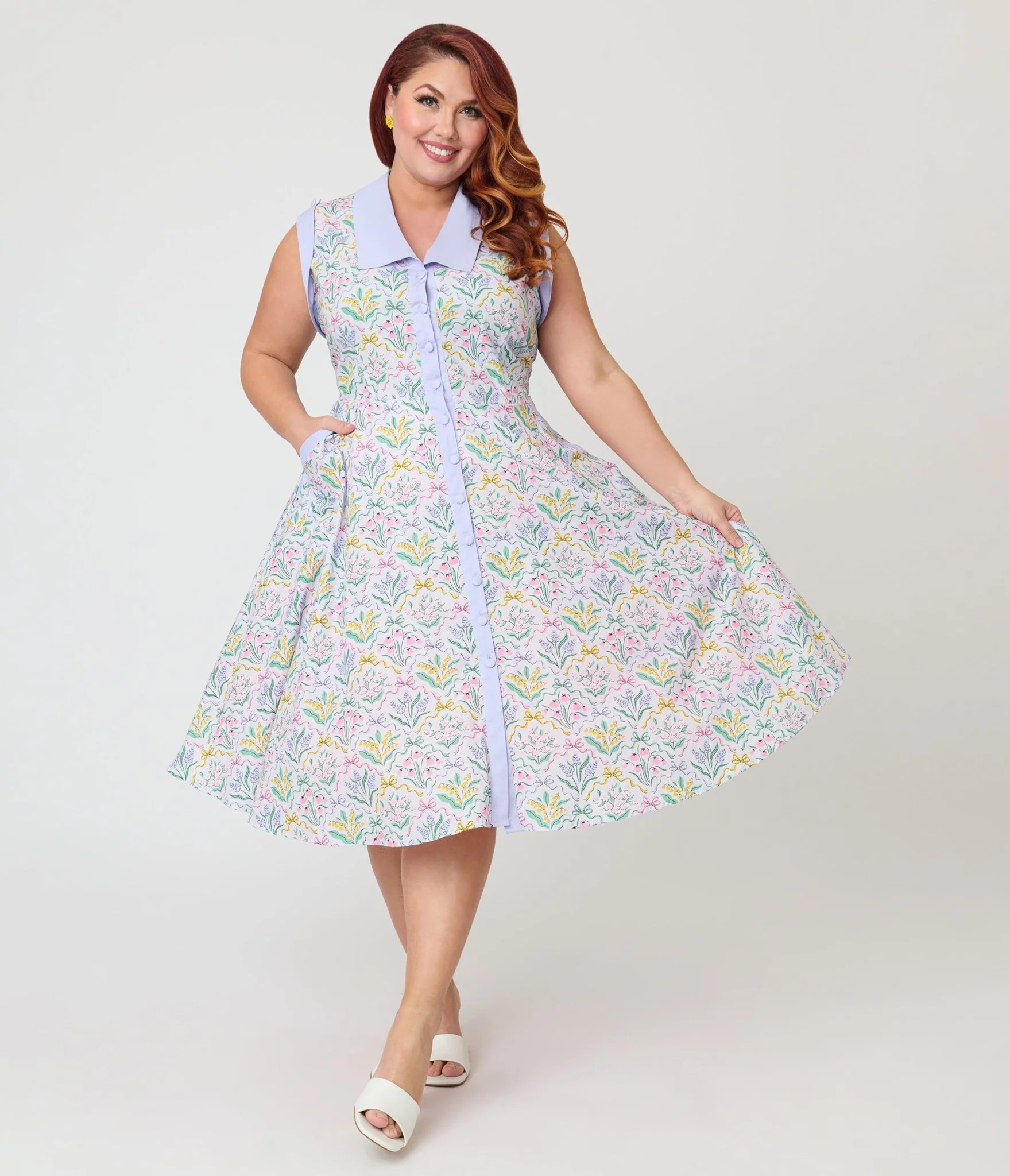 Unique Vintage Plus Size Spring Bouquet Cotton Shirt Dress | Unique Vintage - North America