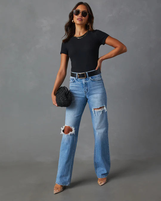 Sequoia 90s Fit Distressed Straight Leg Jeans | VICI