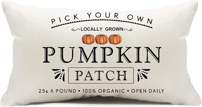 Fall Pumpkin Patch Throw Pillow Covers Autumn Harvest Pillow Case 12 x 20 Inch Farmhouse | Amazon (US)