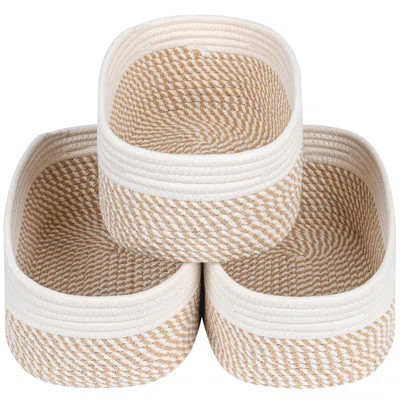 Small Baskets, Storage Baskets For Organizing Shelves, Rectangular Woven Storage Baskets,(Camel Mixed Black/3 PCS) | Wayfair North America