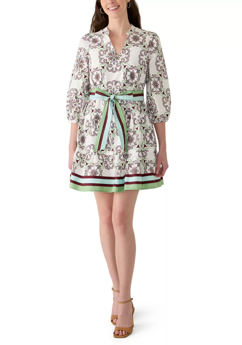 Women's 3/4 Puff Sleeve Belted Mini Dress | Belk