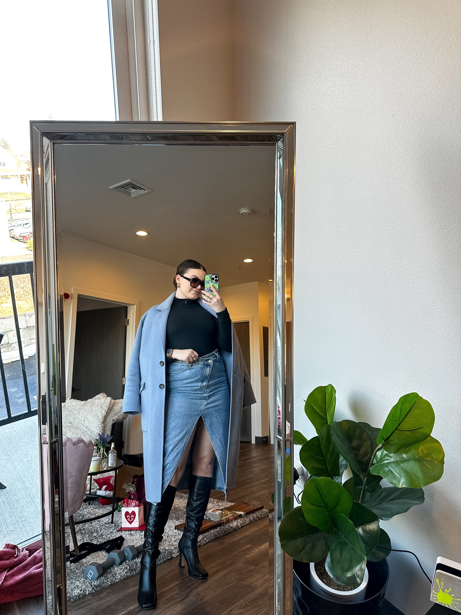 Business casual outfit idea! Featuring a denim midi skirt and turtleneck!

I’m wearing a size 10 coat, M bodysuit, L skirt and size 9.5 boots!

#LTKfindsunder100 #LTKSeasonal #LTKmidsize