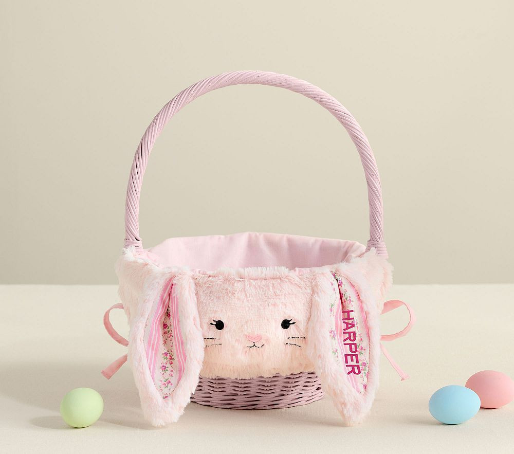 LoveShackFancy Bunny Fur Sabrina Pink Easter Basket & Liner Small Bundle | Pottery Barn Kids