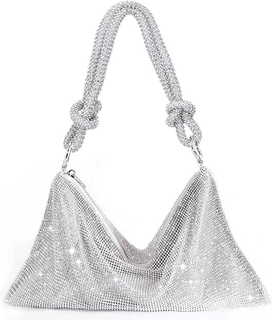 TOPALL Rhinestone Purse Sparkly Bag Silver Diamond Purses for Women Upgrade Evening Prom Rhinesto... | Amazon (US)