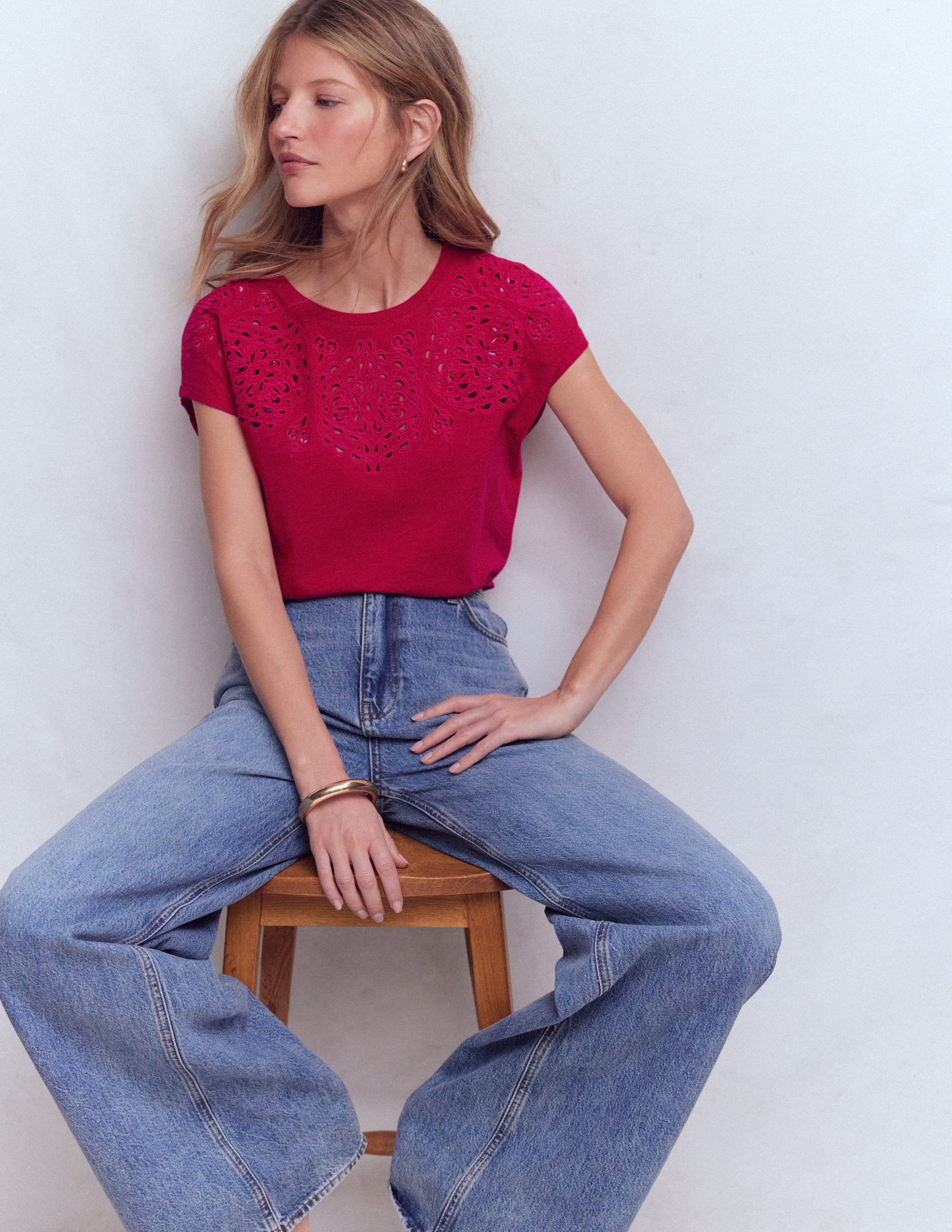 Willow Broderie T-shirt-Granita | Boden (US)