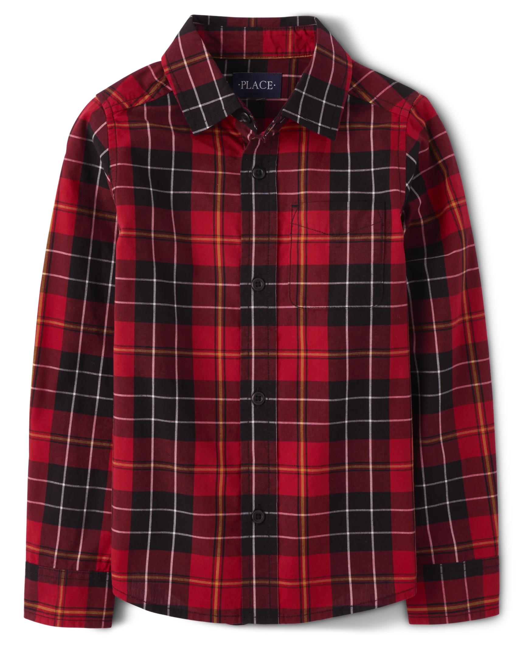 Boys Matching Family Plaid Poplin Button Up Shirt - classicred | The Children's Place