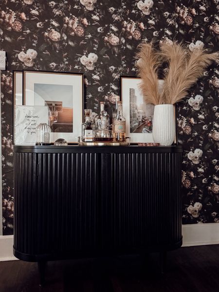 Fluted cabinet + peel and stick wallpaper 🖤 new dining room decor!

#LTKFindsUnder100 #LTKFindsUnder50 #LTKHome