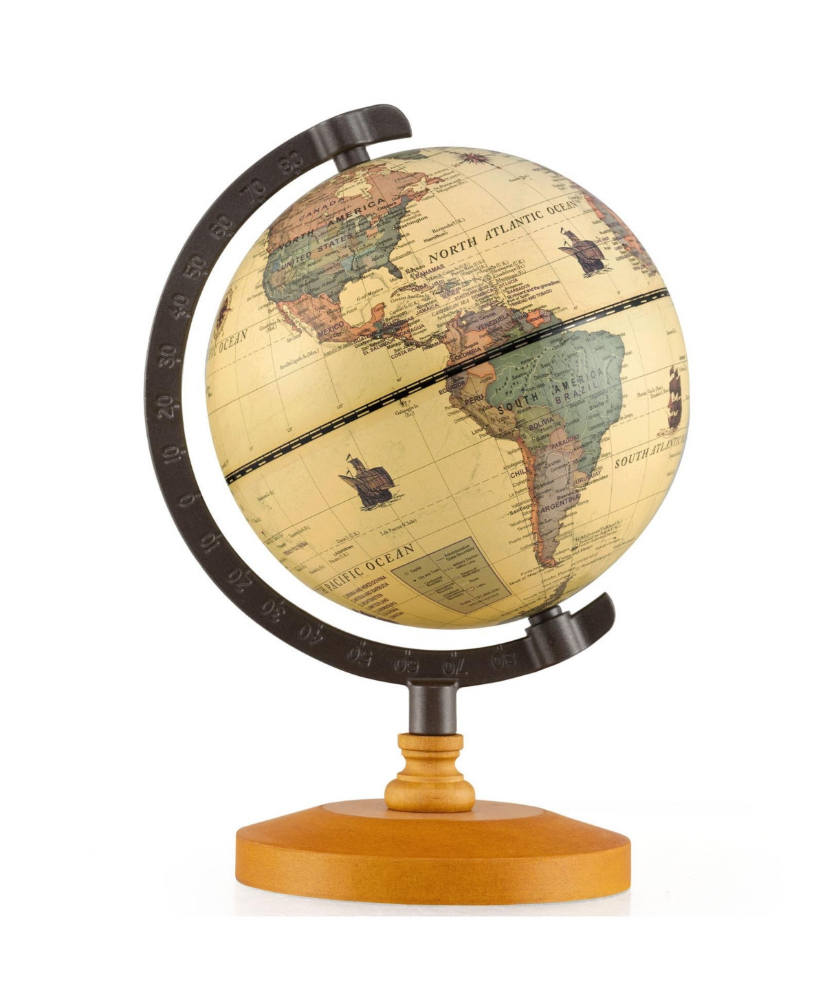 Sugift Antique Globe Dia 5.5 Inch Mini Rotating World Globe with Wooden Base - Brown | Macy's