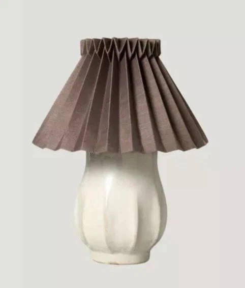 Ceramic with Brown Knife Pleat Shade Accent Table Lamp Sour Cream -Hearth & Hand | eBay | eBay US