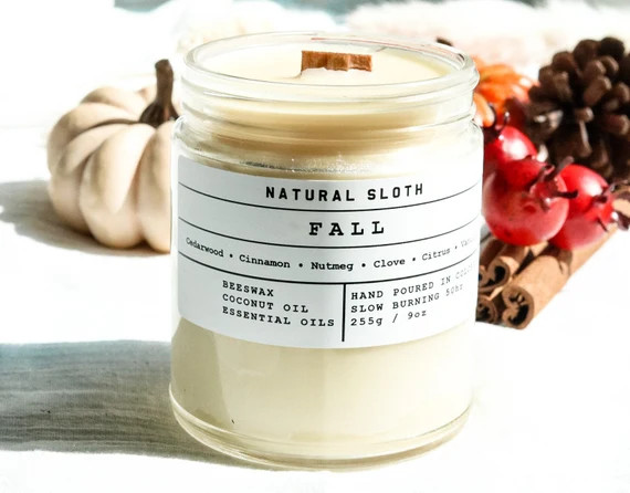 Beeswax Candle with Essential Oils and Wood Wick | Etsy (US)