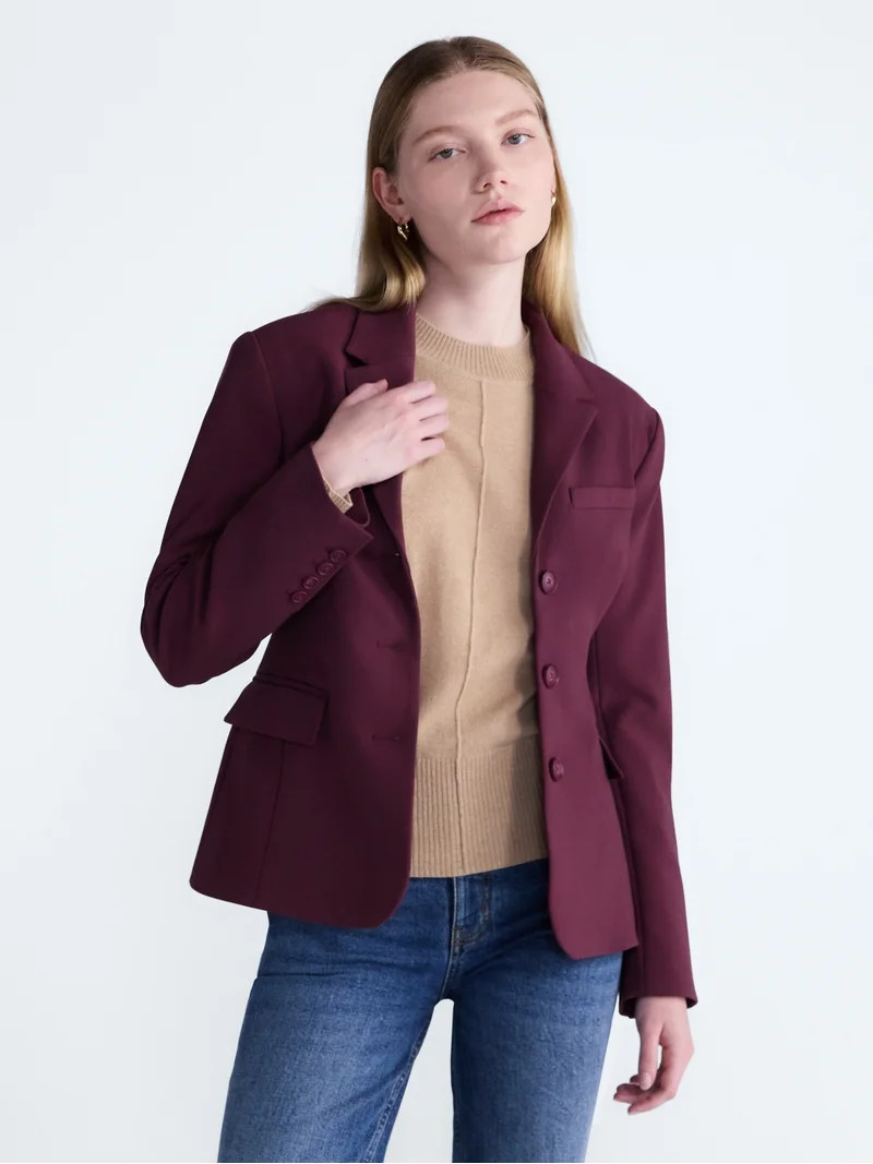 Scoop Women's and Women's Plus Notched Hourglass Blazer, Sizes XS-XXL | Walmart (US)