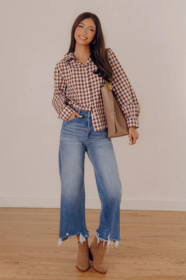 Chic Checkmate Gingham Button Up Top | Impressions Online Boutique