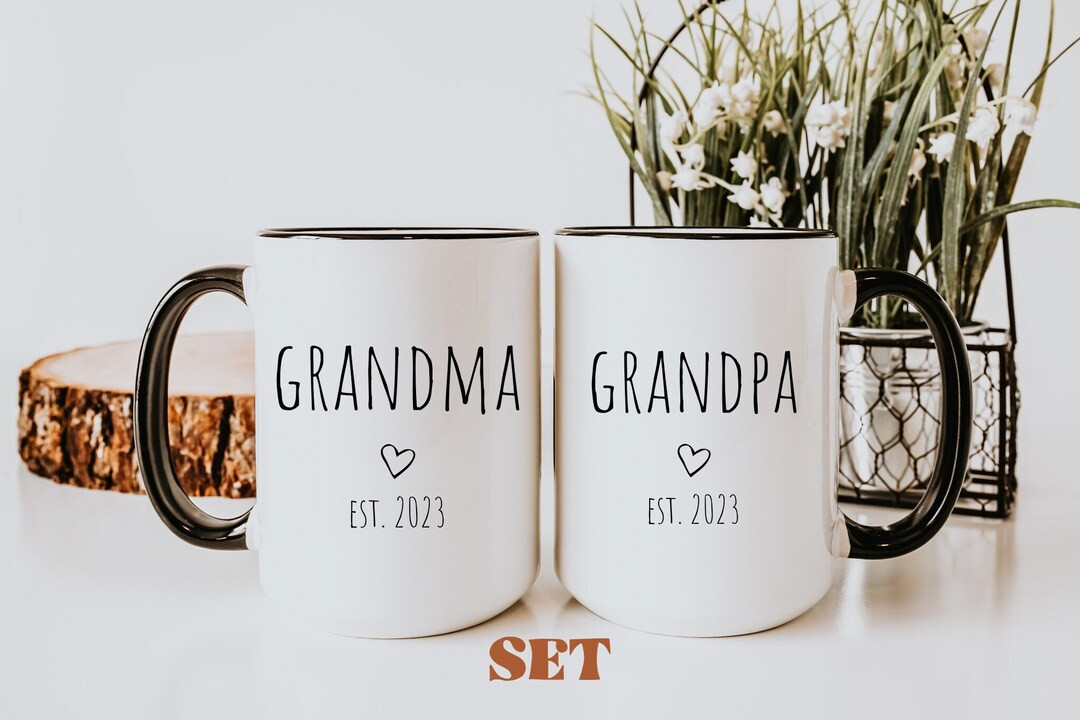 New Grandparents Est 2023 Mug Set Baby Reveal Gift Grandma - Etsy | Etsy (US)