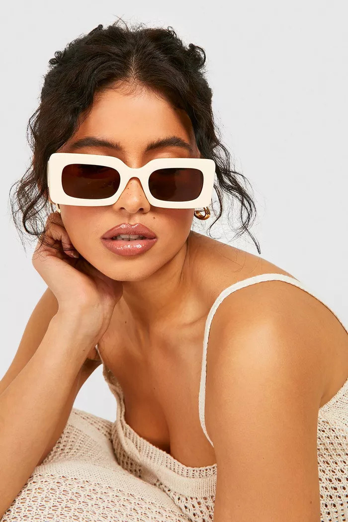Cream Retro Sunglasses | Boohoo.com (UK & IE)