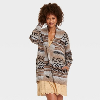 Women's Open Neck Pullover Sweater - Knox Rose™ Brown Ikat S | Target