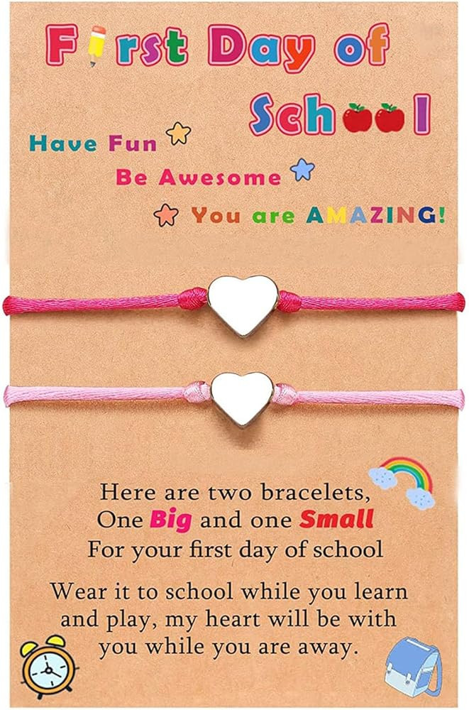 Back to School Bracelets Matching Heart Mother Daughter Adjustable Strings Bracelets First Day of... | Amazon (US)
