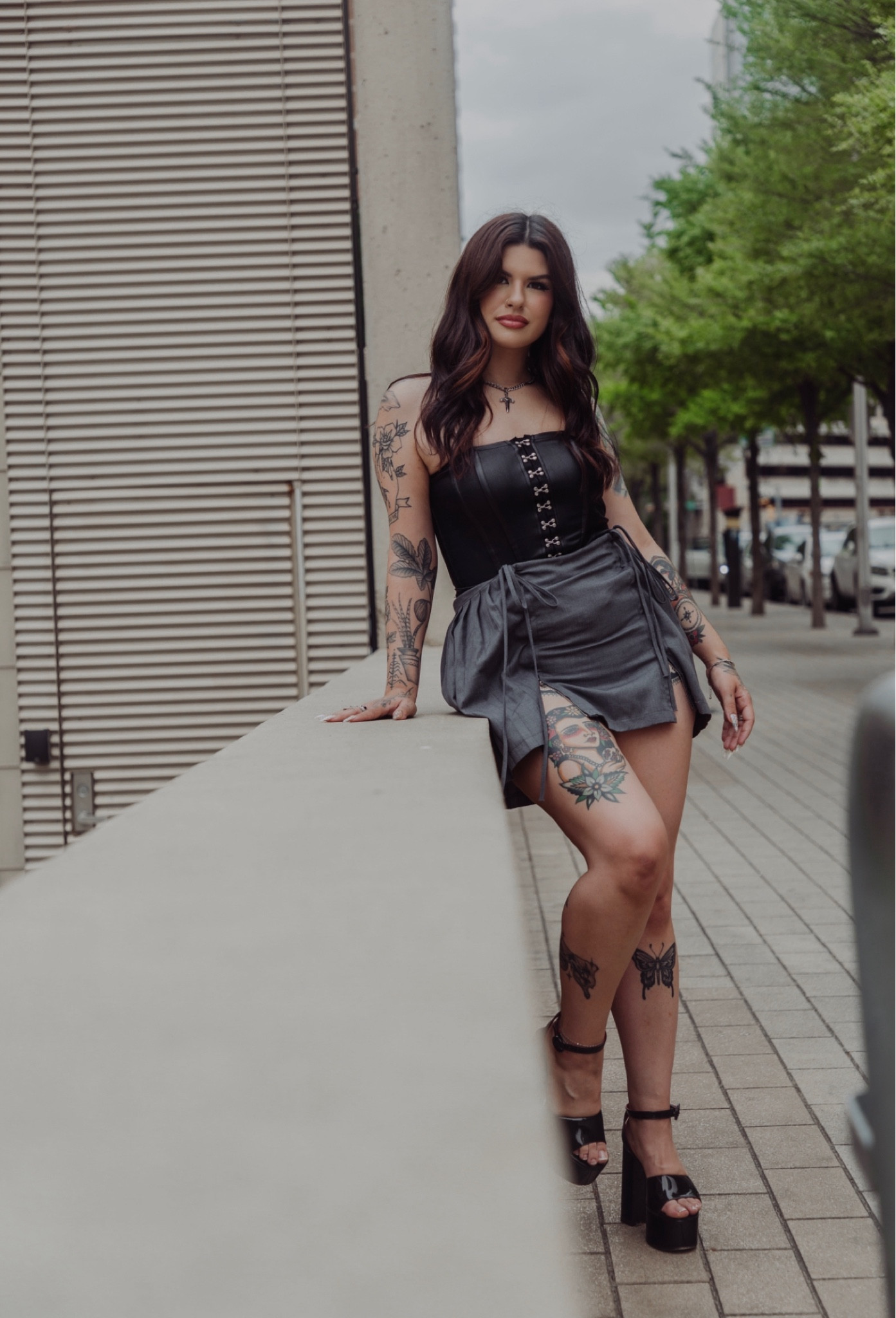 black bustier & grey mini skirt with black platforms moment 🖤✨ (bustier top is sold out asos & shoes are lamoda, but i have linked similar items)

#LTKShoeCrush #LTKMidsize