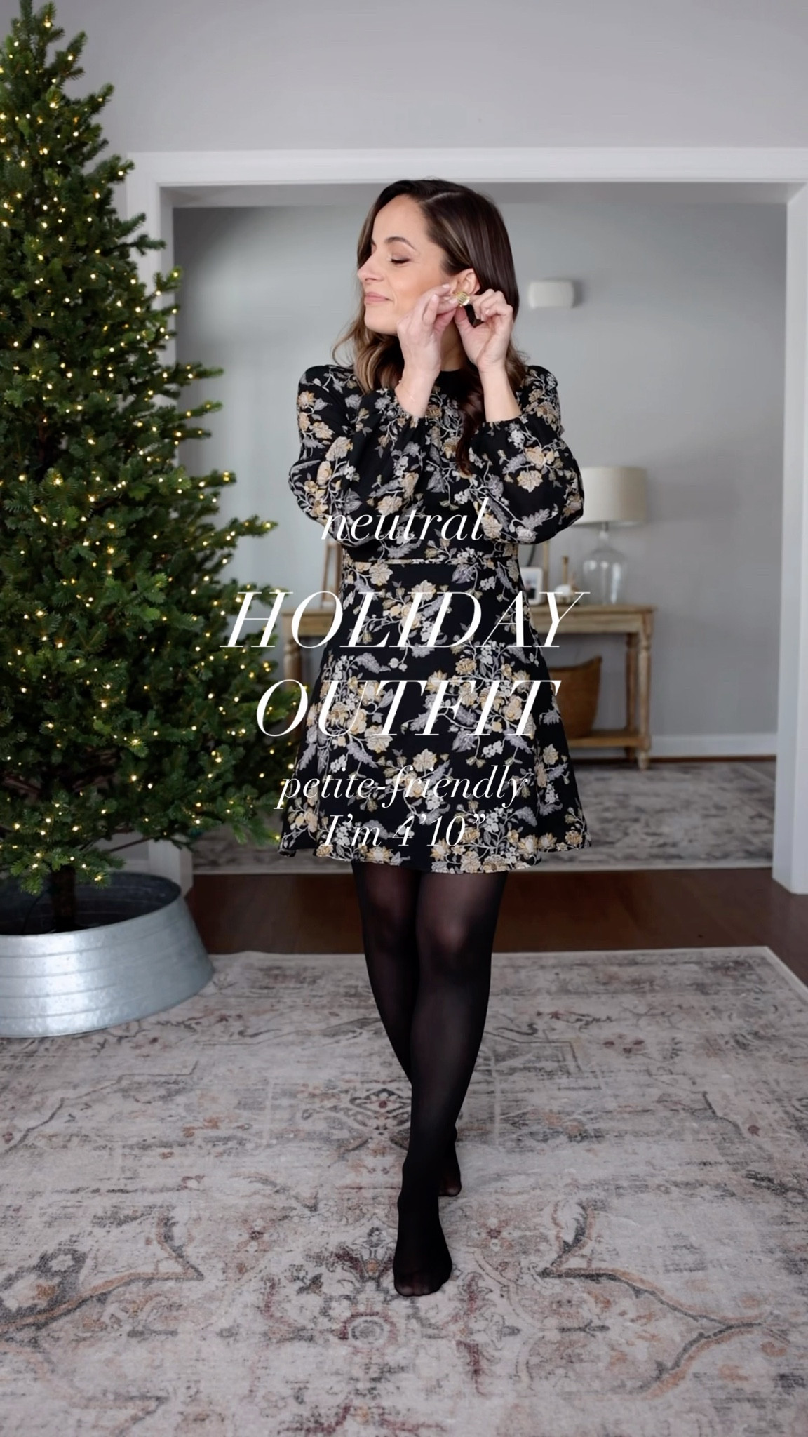 A festive dress you can wear all winter long! 

This Tuckernuck dress is a perfect fit (and length) for petites). Low stretch so if you border on sizing I recommend a size up. It’s lined with a zip closure in the back. 

Dress: xxs 
Tights: xxs 
Coats: petite 00 

(holiday outfits, winter dresses, petite fashion) 

#LTKHoliday #LTKPetite
