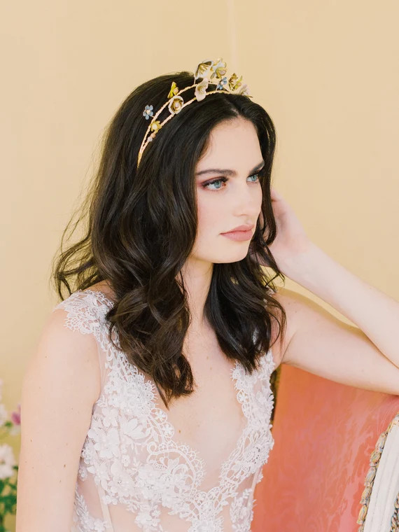 MARIE  Romantic Bohemian Floral Bridal Crown Colorful or | Etsy | Etsy (US)