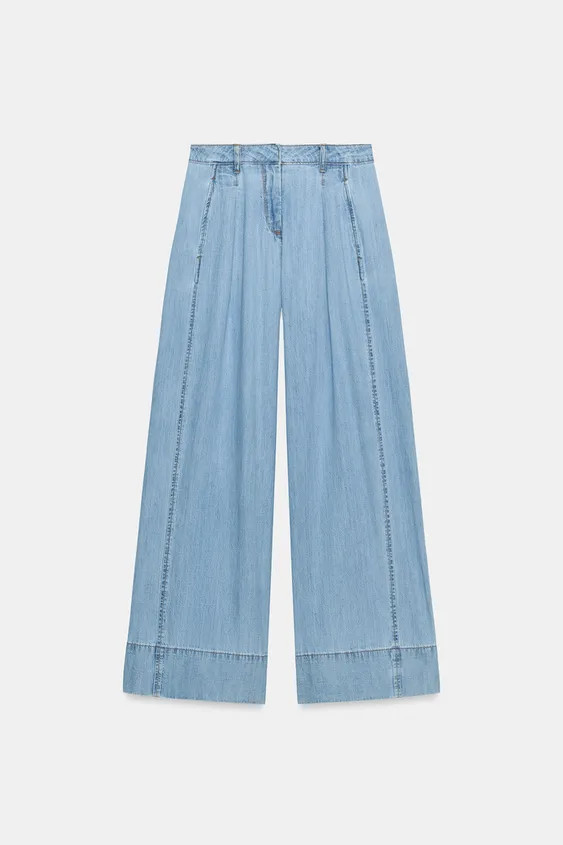 Z1975 WIDE-LEG HIGH-WAIST JEANS WITH PLEATS | Zara UK