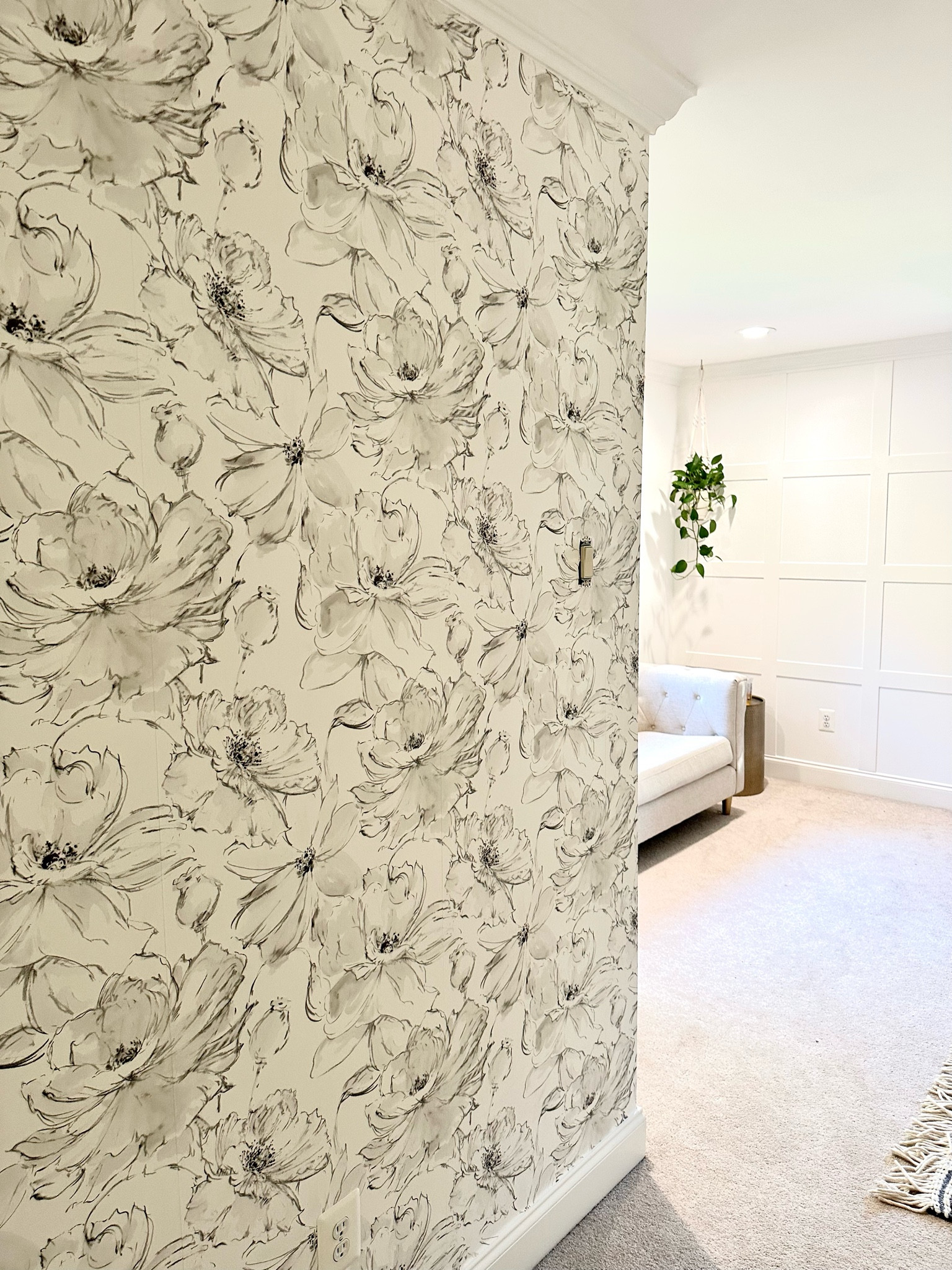 The entryway to my favorite room! My room! All wallpaper and tables originally sourced from wayfair! 

Home, home decor, bedroom, primary bedroom, white room, brass decor, brass, wallpaper, floral wallpaper, neutral decor, natural home 



#LTKhome #LTKfindsunder100 #LTKmidsize