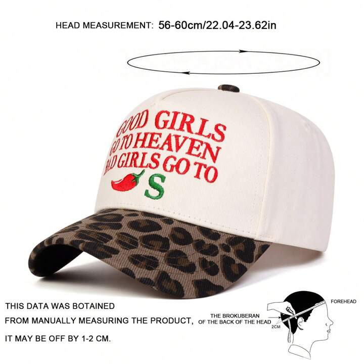 1pc Women's Trucker Hat "GOOD GIRLS GO TO HEAVEN BAD GIRLS GO TO S" With Red Chili Embroidery, Pe... | SHEIN