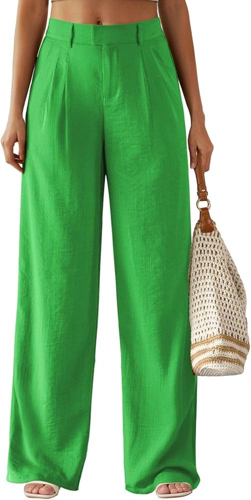 Feiersi Women's Wide Leg Pants Casual High Waisted Slacks Straight Dressy Pants Palazzo Trousers ... | Amazon (US)