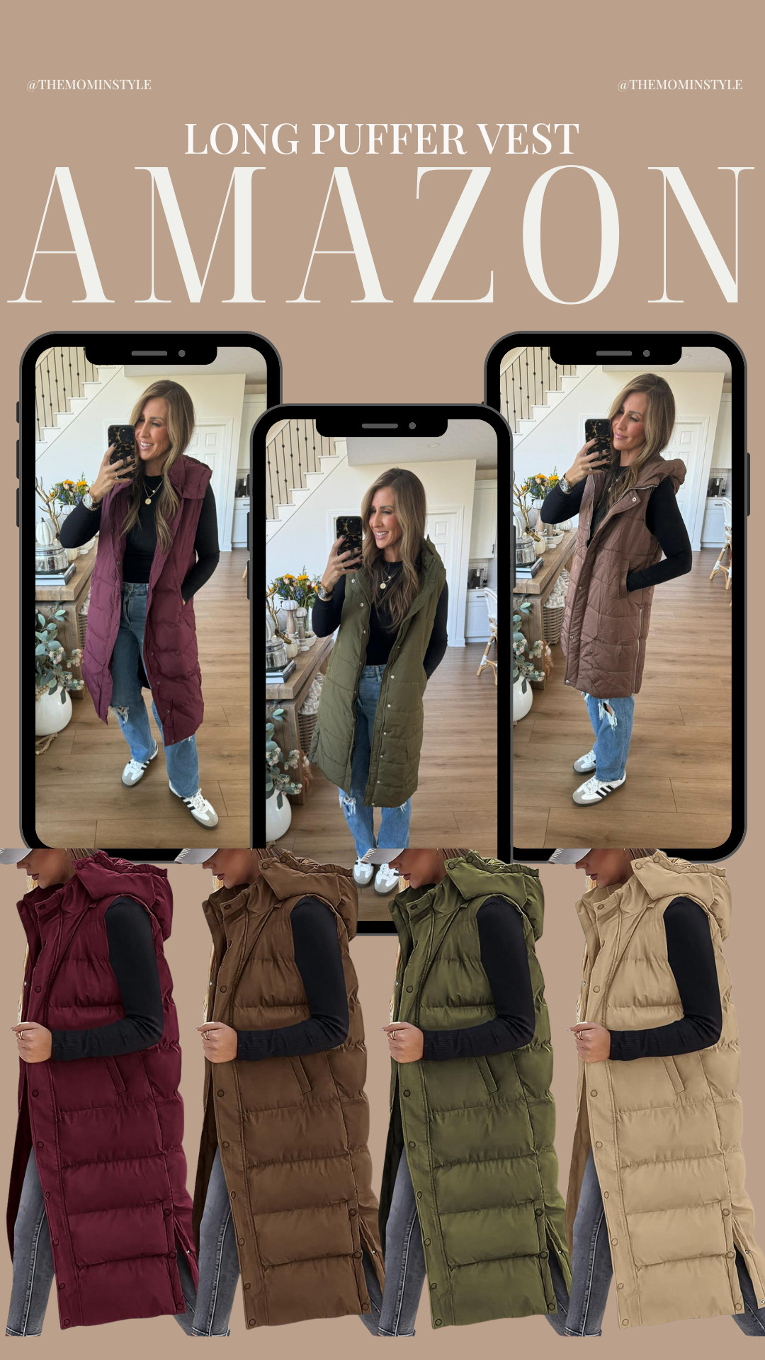 Amazon long puffer vest, fall outfit, school drop off, fall must haves, winter must haves, themominstyle. 

 #LTKFindsUnder50 #LTKFindsUnder100