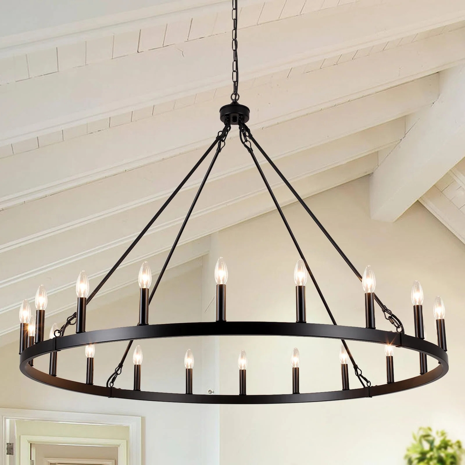 Gracie Oaks Triste 20 - Light Dimmable Wagon Wheel Chandelier & Reviews | Wayfair | Wayfair North America