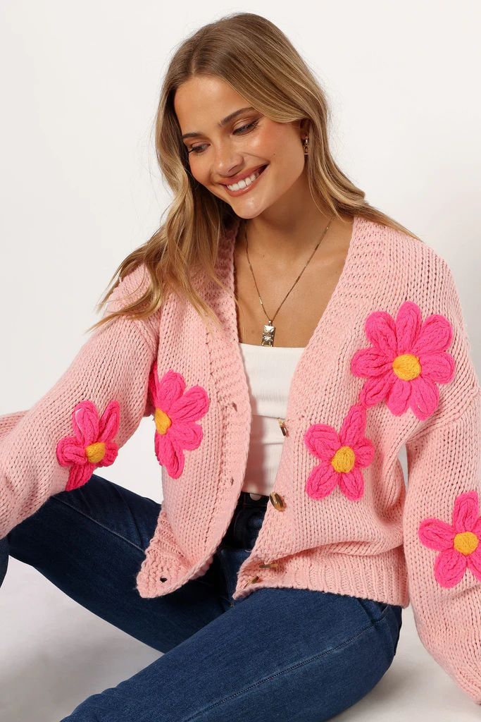 Clementine Flower Embroidered Open Front Cardigan - Pink | Petal & Pup (US)