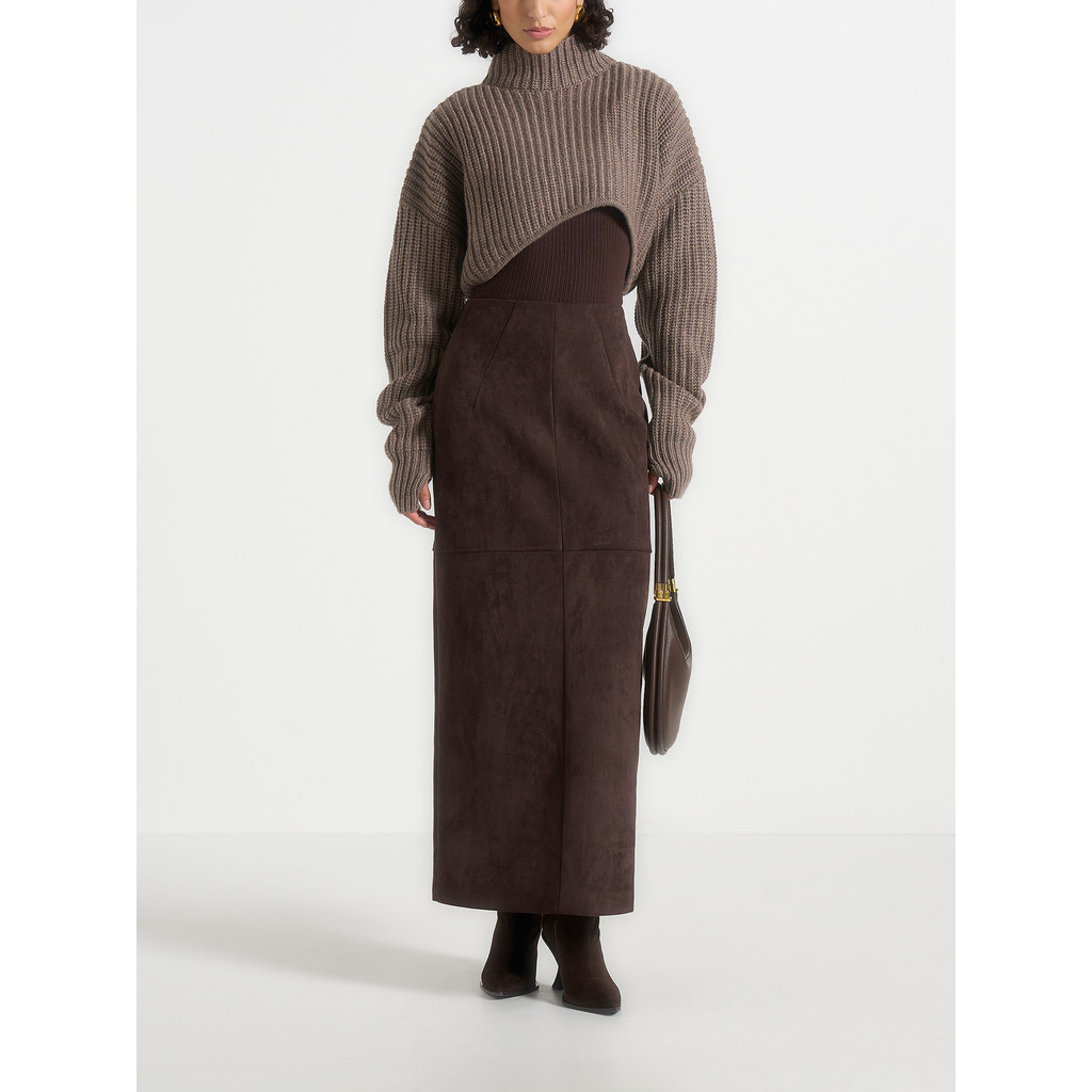Manière De Voir Celie Suede Maxi Skirt in Brown at Nordstrom, Size 2 | Nordstrom